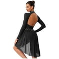 thumbnail image 2 of SiiRoh Women's Lyrical Dance Dress Long Sleeve Backless Skirt Leotard Modern Contemporary Dancing Outfit Black L, 2 of 5