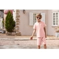thumbnail image 5 of Arshiner Boy's 2 Pieces Linen Set Casual Henley Shirts Short Sleeve Beach Shorts Summer Shorts Outfits 11-12 Years, 5 of 8