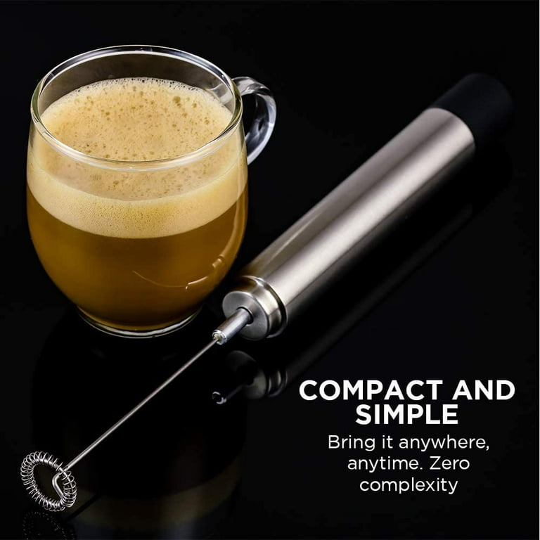 Ovente Electric Portable Handheld Milk Latte Frother Foam Drink Maker with  Premium Stainless Steel Material Fast Mixer with 2 AA Battery Operated  Coffee Frappe Whisker Easy to Store Black FRS1020B 