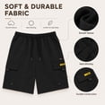 thumbnail image 3 of Men’s Cargo Shorts, 100% Polyester Elastic Waist Drawstring Shorts with Multi Pockets, Loose Fit Knee Length Casual Shorts for Summer Travel Outdoor Wear, 3 of 7