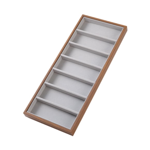 Bandeja expositora para gafas, estuche expositor para gafas, organizador de joyas de madera para hombres y mujeres 7 cuadrículas de 47x193x3 cm