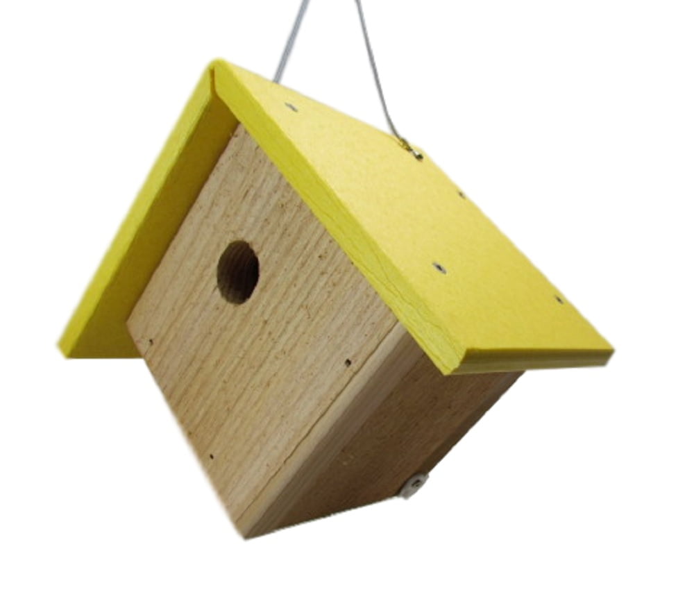 Chickadee JCs Wildlife Cedar & Poly Wren Yellow Roof & Warbler Birdhouse 