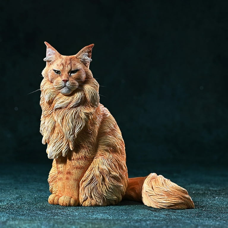 JXK Maine Coon Large Long-Haired Pet Cat Hand-Made Sitting Cool