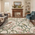 thumbnail image 2 of 2x3 Area Rug Non Slip Backing Low Pile, Machine Washable Indoor Door Mat, Print Pattern Entryway Rug for Front Door Entrance Hallway Kitchen Bathroom, Avian Bloom, Linen Beige, 2 of 5