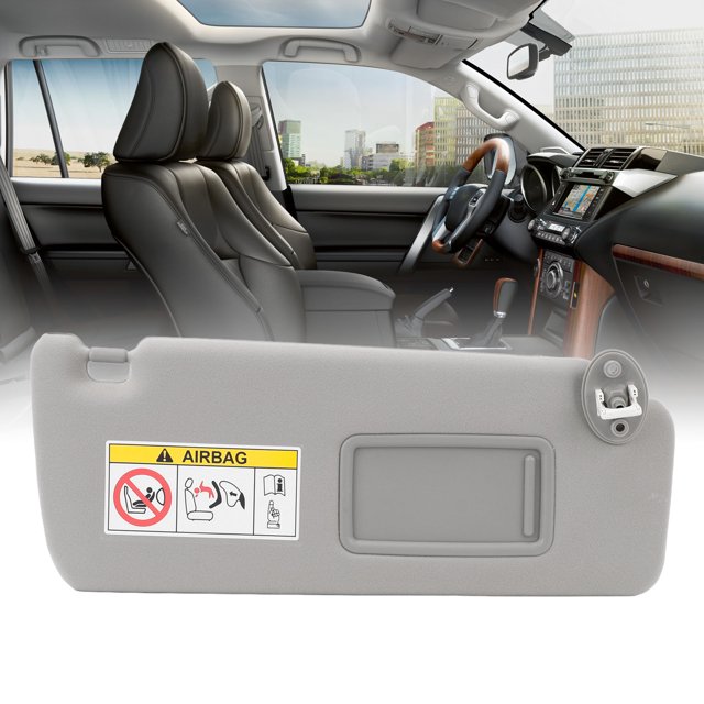 Driver Side Gray Sun Visor with Mirror, Sun Blocking Shield Board for Land Cruiser 2010-2023 LHD