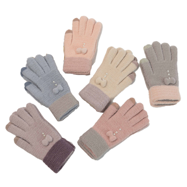 Guantes de invierno para mujer con pantalla táctil, guantes de punto con forro de lana cálida, puños elásticos