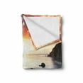 thumbnail image 2 of Beach Soft Flannel Fleece Throw Blanket, Poppy and Carnation Blossoms Spring Season Seascape Tranquil Thailand Beach Image, Cozy Plush for Indoor and Outdoor Use, 50" x 70", Multicolor, by Ambesonne, 2 of 6