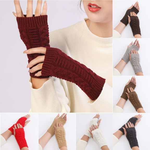 Happy date 3 Pairs Unisex Gloves Womens Men Fingerless Gloves Winter Warm Knit Crochet Thumbhole Arm Warmers