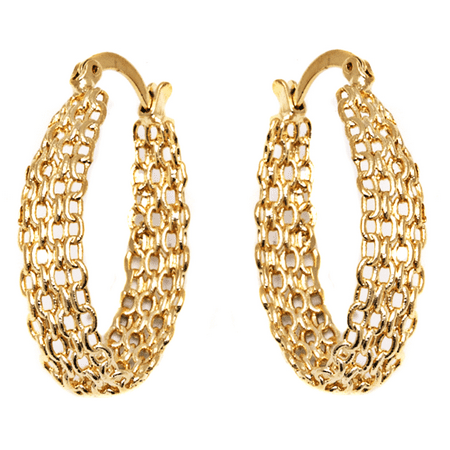 gold earrings hoop 18k plated linked cable