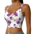 thumbnail image 2 of Goofa Orchids Flowers Printed Sports Bras for Women, High Impact Running Bra Workout Crop Tank Tops Longline Sports Bra Push up-Large, 2 of 9