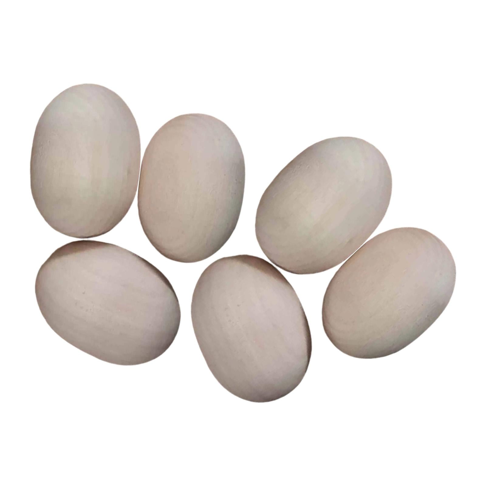 Milageto 6Pcs Unfinished Craft Wood Easter Decoration Fake Eggs Unpainted Wooden Eggs