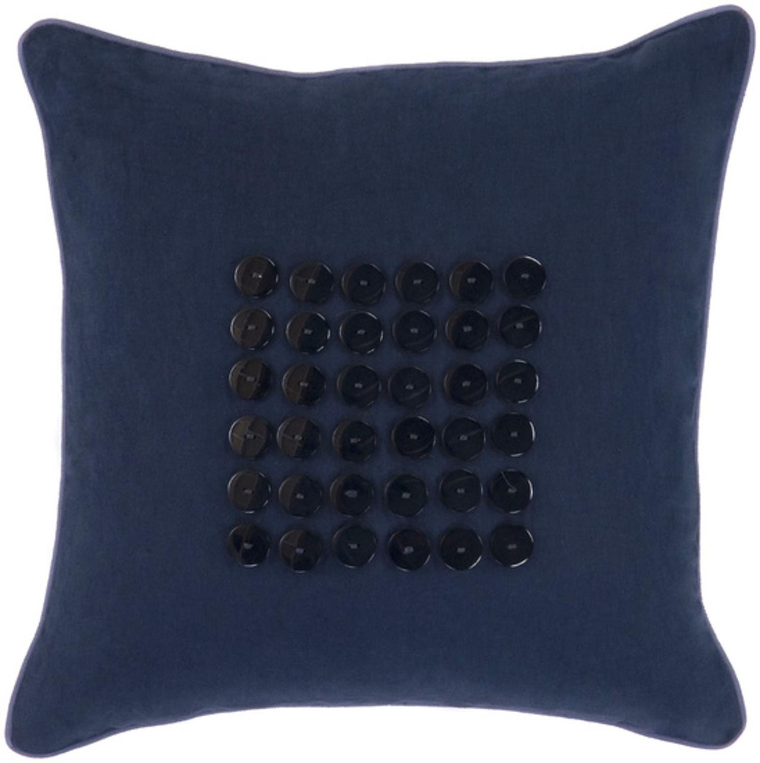 18" Button Balneal Midnight Blue and Navy Decorative Cotton Throw