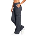 thumbnail image 6 of Women's Yoga Pants with 6 Cargo Pockets Wide Leg Cargo Pants Stretchy Soft Fabric Slim Fit, Pull On, Tummy Control Leggings, Wide Leg, Skinny, Comfort, Hiking Gray 2XL, 6 of 9