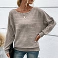 thumbnail image 6 of Women's Fall Long Sleeve Crewneck Sweater Shirt - Soft Lightweight Polyester Batwing Sleeve Tunic Top, Business Casual Ribbed Pullover Blouse for Daily/Work Wear, 6 of 9