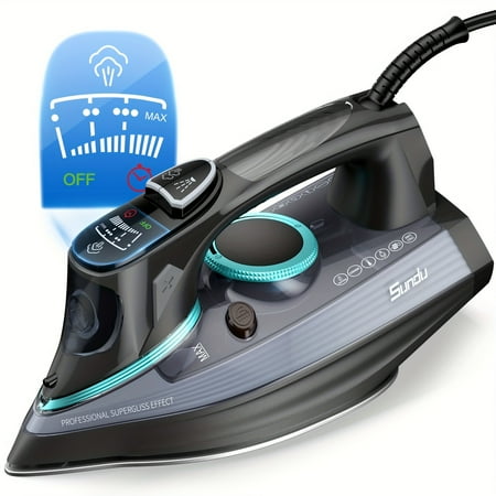 1700-Watt Steam Iron with Digital LED Screen - Ceramic Coated Soleplate, Anti-Drip, Self-Cleaning, 3-Way Auto Shut-Off, 4 Preset Settings