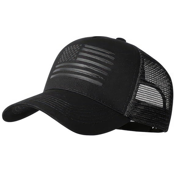 Black American Flag Hat Mesh Baseball Cap, USA Flag Trucker Hat for Men Women, Quick-Dry Breathable Adjustable Snapback Fit Outdoor Hats