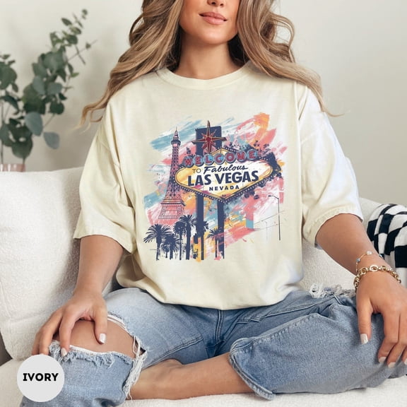Velto Las Vegas T-Shirt Retro Nevada Vacation Tee for Bachelorette or Girls Trip Outfits, Full Size S-5XL
