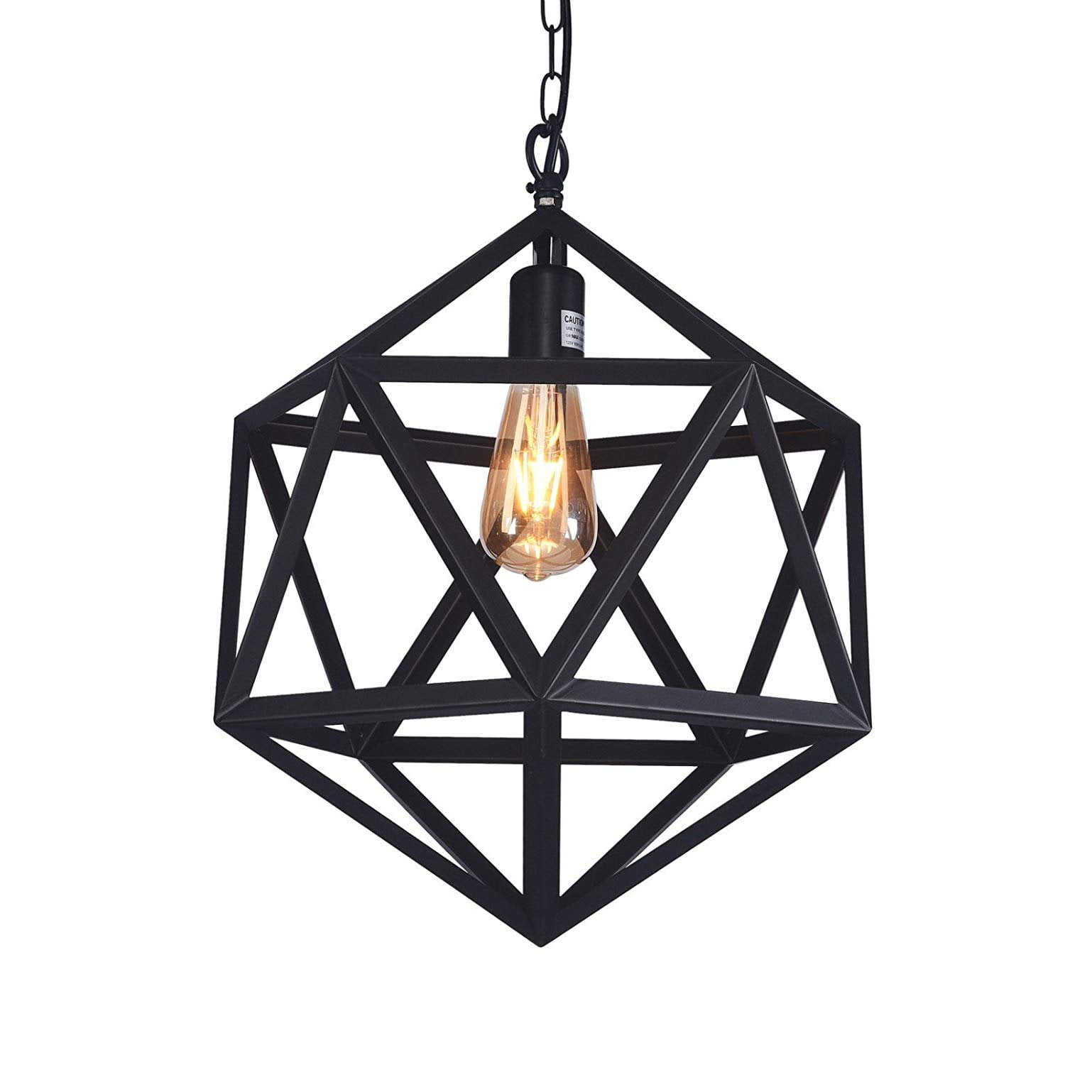 Retro Industrial Geometric Pendant Lamp Vintage Ceiling Light Bulb Iron Cage 