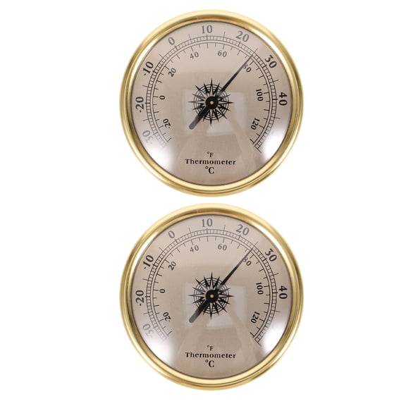 LOLIPPYY 2-Pack Outdoor Garden Thermometers, Decorative Round Weather Temperature Gauges for Greenhouse and Meteorological Station Use