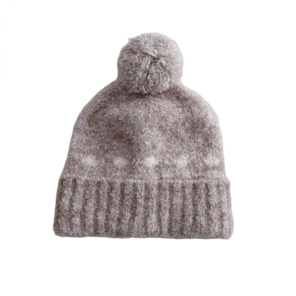 ZACPNCV Kids Winter Beanie Hat Boys Warm Knitted Fleece Lined Woollen Ski Pompom Hat for Girls Khaki Free Size