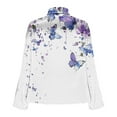 thumbnail image 4 of Fmbrln Womens Elegant Draped Neck Blouse Long Sleeve Office Work Shirts Tops Fashion Floral Print Dressy Party Blouse, 4 of 5