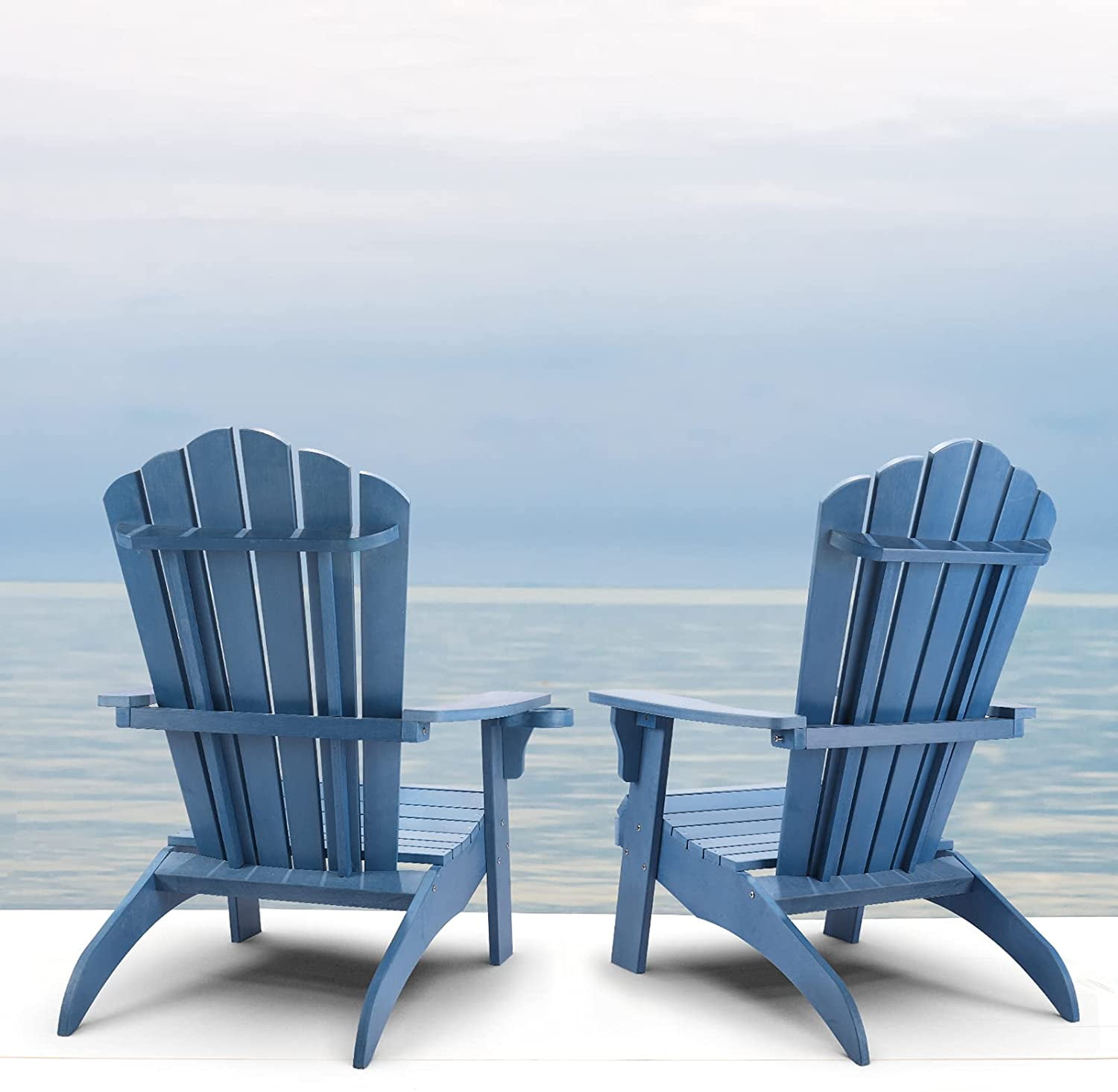 QOMOTOP Oversized Poly Lumber Adirondack Chair with Cup Holder