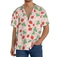 thumbnail image 3 of Xecao offers the Strawberry And Flowers for Men's Casual Short-sleeved Shirt, a button-up collared shirt with a pocket, perfect for beach vacations and yacht travel in the Medium size., 3 of 7