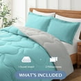 thumbnail image 3 of Peace Nest 3-Piece Lightweight Solid Reversible Quilted Down Alternative Comforter and Shams Bedding Set, King, 3 of 6