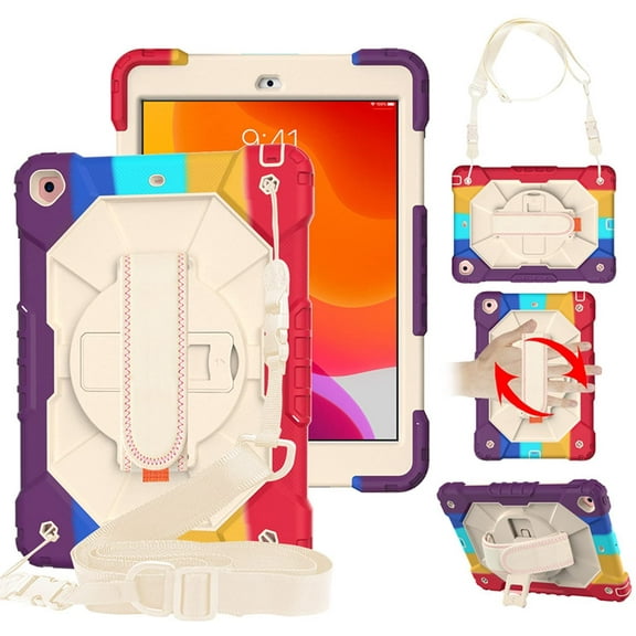 Timoom Samsung Galaxy Tab A7 Lite Case 8.7 inch 2021(SM-T220/T225), with Screen Protector Pencil Holder Kids Shockproof Rugged Silicone Cover 360 Stand Hand Strap for Galaxy Tablet A7 lite,Rainbow Red