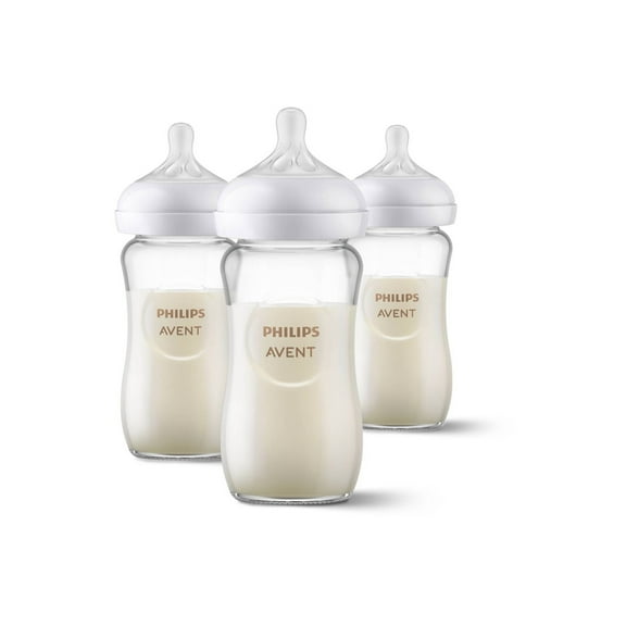 3pk Glass Natural Baby Bottle with Natural Response Nipple - Clear - 8oz