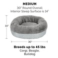 thumbnail image 4 of Furhaven Pet Products Plush & Diamond Print Calming Donut Pet Bed - Gray, Medium, 4 of 12