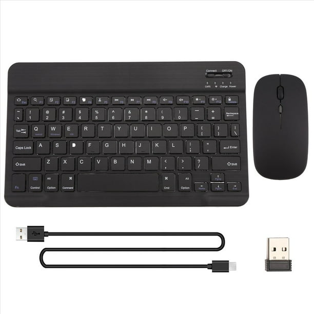 Teclado y Ratón Inalámbricos Bluetooth Ultrafinos y Silenciosos, Adecuados para Tabletas y Portátiles, Teclado Bluetooth Negro