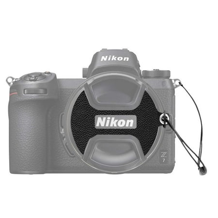 Image of Foto&Tech Premium 2 Pack 67mm Leather Sticker Logo Cut Out Camera Lens Cap Holder Keeper Leash 3M Adhesive Compatible w Nikon D7500 D7200 D7100 D7000 D5600 D5500 D5300 D5100 18-140mm Lens/COOLPIX P900