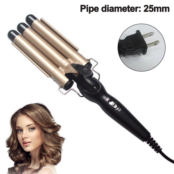 3 Barrel Curling Iron Wand Dual Voltage Hair Crimper -Ceramic Tourmaline Triple Barrels, Temperature Adjustable Portable Hair Waver Heats Up Quickly