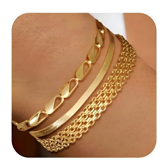 DESIGNICE Gold Bracelets for Women 14K Gold Bangle Bracelet Stack, Adjustable Waterproof Trendy Bracelets Gold Filled Stacks Bangles Link Chain Gold Bracelet Non Tarnish for Women Collection Jewelry