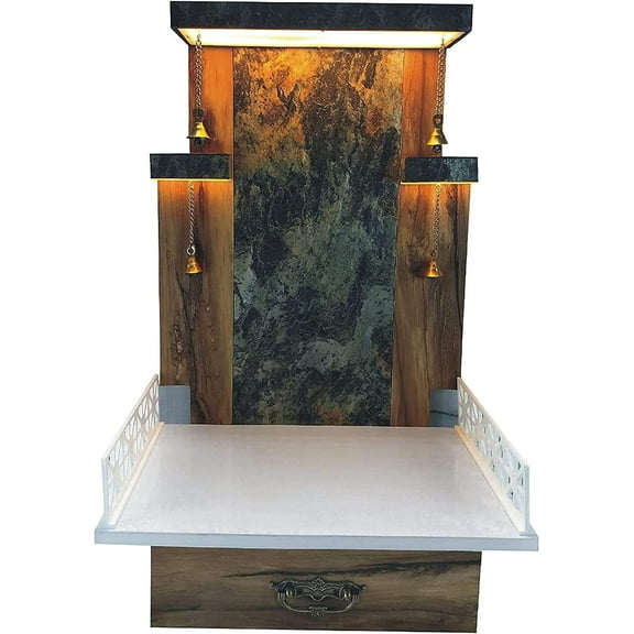 Wooden Temple For Home | Mandir With Drawer Cabinets | Mandir With LED Lights | Temple Puja Mandir For Hone And Office| Pooja Ghar Mandap