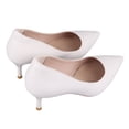 thumbnail image 4 of Zapatos de tacón alto con punta cerrada y puntiaguda para mujer, elegantes y a la moda, de piel sintética, para bodas, fiestas, color beige, 38, 4 of 15