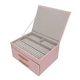 thumbnail image 4 of Jewelry Box PU Large Capacity Multi-Layers Jewelry Rings Earrings Storage CasePink, 4 of 13