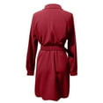 thumbnail image 6 of Winter Fall Dresses for Women Wedding Guest Long Sleeve Autumn Fashion Short Dress Lapel Slim Casual Shirt Dress, 6 of 6