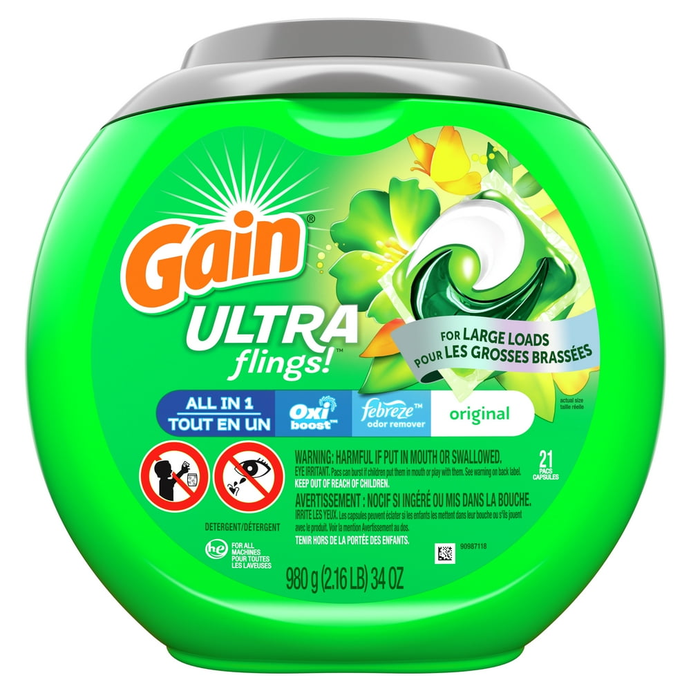 Gain Ultra Flings Original, 21 Ct Laundry Detergent Pacs