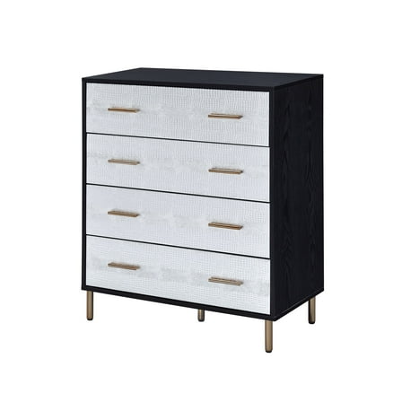 Newboti Furniture Black and Silver 4-Drawer Chest 75457