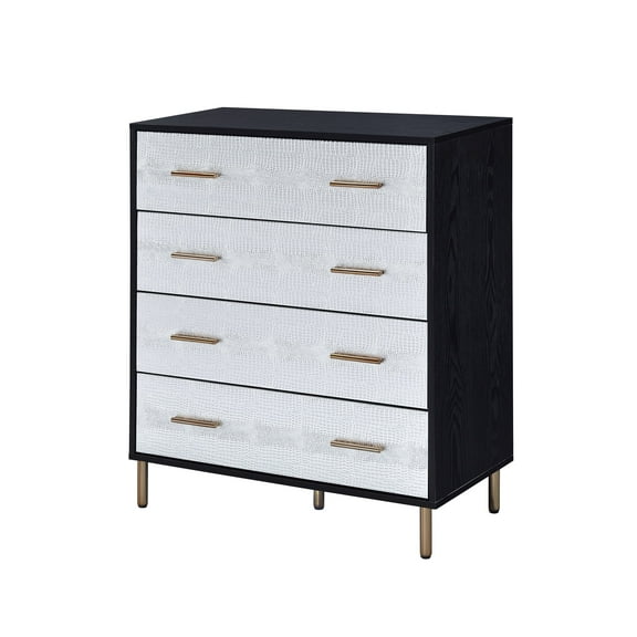 Newboti Furniture Black and Silver 4-Drawer Chest 75457