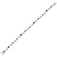 thumbnail image 2 of Gem Stone King 925 Sterling Silver Pink Lab Grown Diamond and Green TourmalineBracelet for Women (2.27 Cttw, Gemstone April Birthstone, Round 4MM, 7.5 inch), 2 of 6