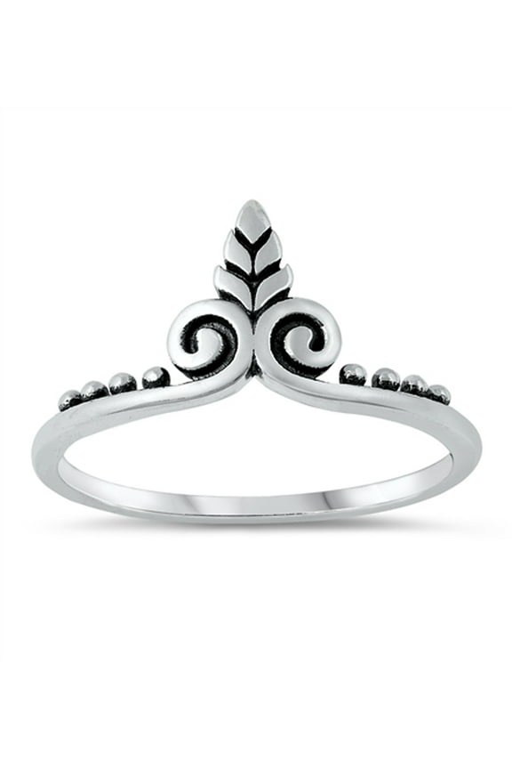 Polished Laurel Filigree Swirl Leaf Sterling Silver Ring 925 Jewelry Female Male Unisex Size 4