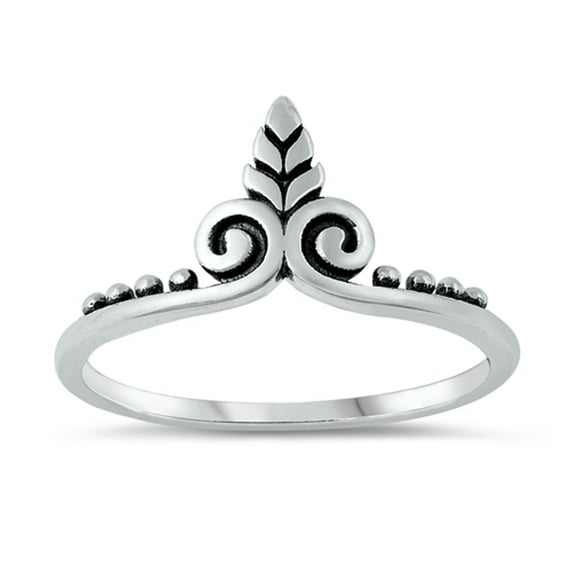 Polished Laurel Filigree Swirl Leaf Sterling Silver Ring 925 Jewelry Female Male Unisex Size 9
