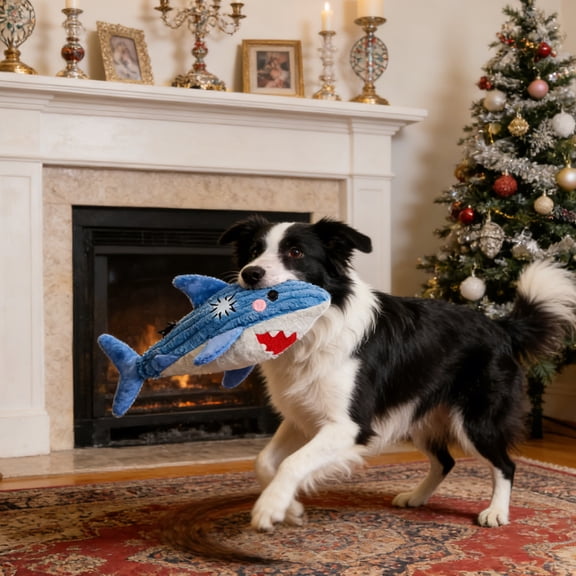 Stuffed Shark Dog Toys, Interactive Dog Toys for Large Dogs, Dog Toys for Medium Dogs, Relaxation Toys, 9X6 Inch 1Pc Crinkle Plush Squeaky Toys for Indoor Solo Play