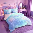 thumbnail image 2 of meiyoeat Blue Swirl Background 7-Piece Twin Bedding,Iridescent Abstract Print Bedding Comforter Set For Girl,Reversible, 2 of 7