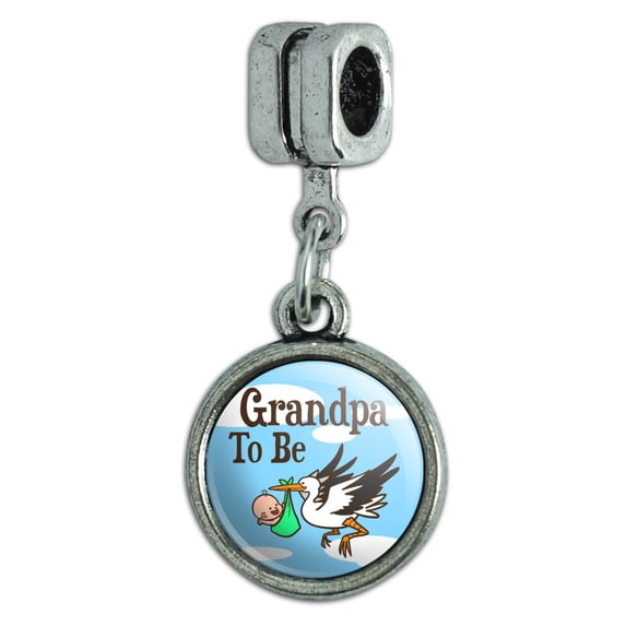 Grandpa To Be Stork Baby Italian European Style Bracelet Charm Bead