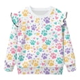 thumbnail image 6 of DISNIMO Dog Paw Printed Pullover for Toddler Girl Long Sleeve Sweatshirt Crewneck Hoodies Fall Winter T-Shirts for Girls 5-6 Years, 6 of 7