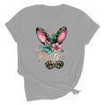 thumbnail image 4 of UPPADA Femmes Joyeuses Easter T-Shirt Bunny Rabbit T-Shirt Graphique Manches Courtes Lettres Amusantes Imprimées Chemises Manches Courtes Col Rond Tuniques Hauts Gris,TTG, 4 of 5